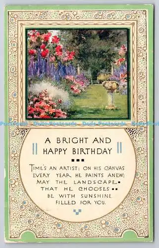 R773069 A Bright and Happy Birthday Flower Garden Tuck Oilette The Golden Messag