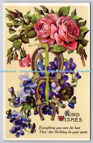 R771859 Kind Wishes Flowers Hufeisen J T C London All British Pioneer Serie 25