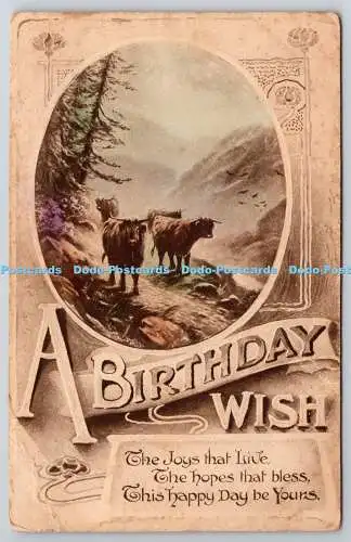 R773088 A Birthday Wish Birds Cows British Manufacture