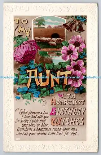 R773129 To My Aunt With Heartiest Birthday Wishes Sheep Flowers RP PM London