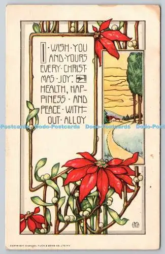 R773146 I Wish You and Yours Every Christmas Joy Flowers Tuck Christmas Poinsett