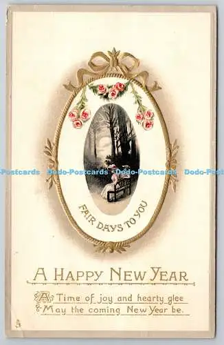 R773150 A Happy New Year Two Women at The Forest Tuck New Year Series No N 5018