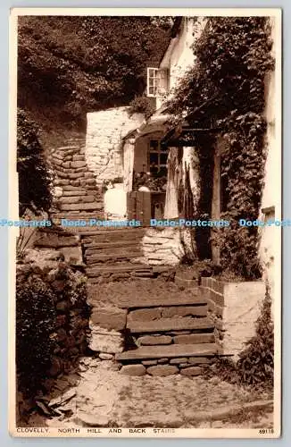 R771934 Clovelly North Hill and Back Stairs Photochrom Royal Tunbridge Wells All