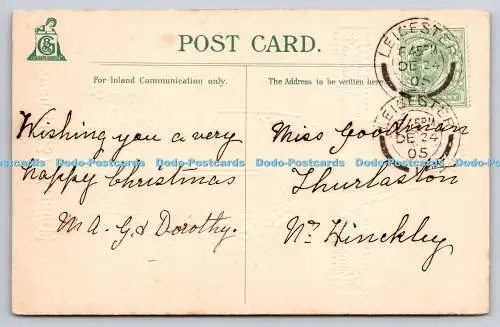 R771968 A Merry Christmas Woman White Clothes G B PM Leicester 1905