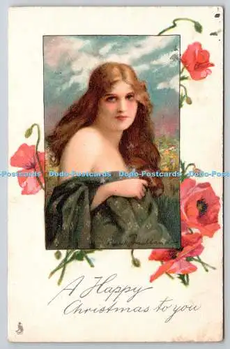 R773200 A Happy Christmas To You Woman Tuck Christmas Serie 1907