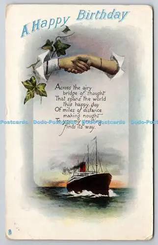 R773201 A Happy Birthday Ship Hands Tuck Gem Glosso No R 1029