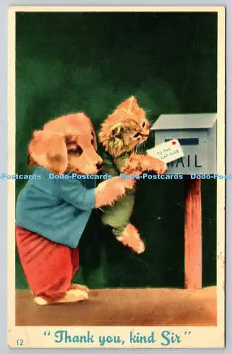 R771982 Thank You Kind Sir Cat and Dog Letter Mason Alpha Kitten Series