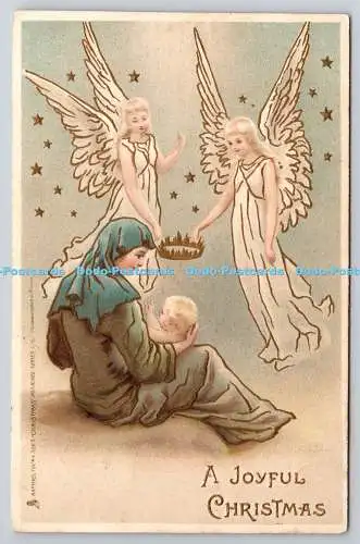 R773206 A Joyful Christmas Woman and Baby Angels Tuck Christmas Postcard Series