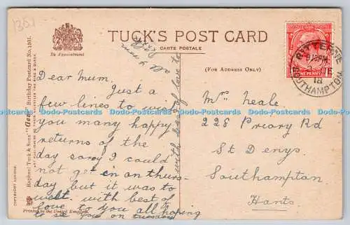 R773209 A Birthday Greetings Woman with Basket Tuck Gem No 1301 1918