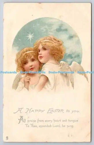 R773242 A Happy Easter To You Two Angels Tuck Easter Series No E 1026 PM Stroud