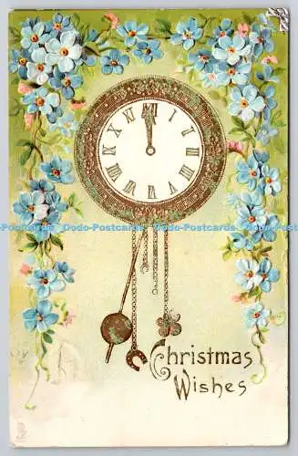 R773263 Weihnachtswünsche Blumen Uhr Stecken Weihnachtspostkarte Serie 8503 1904