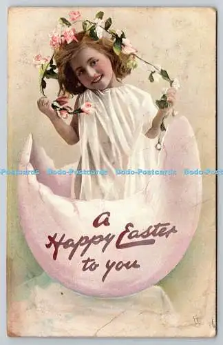 R772041 A Happy Easter To You Girl Tuck Easter Post Cards Series No E 1707 1913