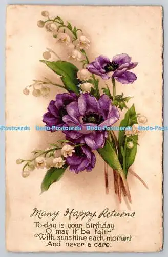 R772056 Many Happy Returns Flowers Tuck Art Series No 379 1927