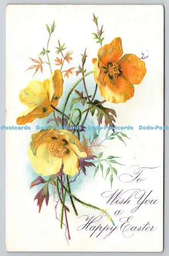 R772062 To Wish You a Happy Easter Yellow Flowers Tuck Floral Easter Greetings S