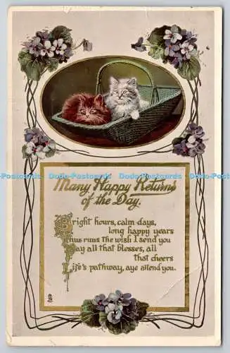 R772084 Viele Happy Returns of the Day Cats Tuck Gem Glosso Serie Nr R 6205