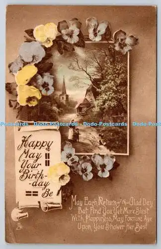 R772096 Happy may Your Birthday Be Flowers Tuck Carbonette Nr. R 363