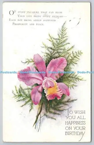 R772133 To Wish You all Happiness on Your Birthday Orchids Tuck Oilette No R495