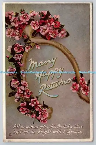 R772134 Many Happy Returns Flowers Tuck Gem Glosso Birthday Series No R 2102