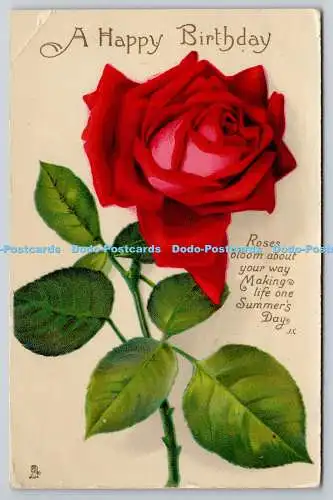 R772136 A Happy Birthday Red Rose Tuck Rapholette Glosso Birthday Series No R 60