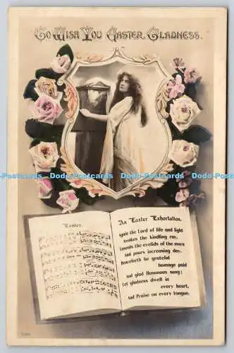 R773375 To Wish You Easter Hladness Woman Flowers Book Rotary Photographic Serie