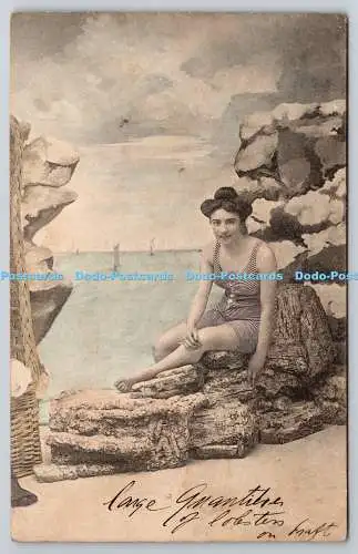 R773431 Girl at the Beach PM Boulogne S Mer Pas Calais 1903