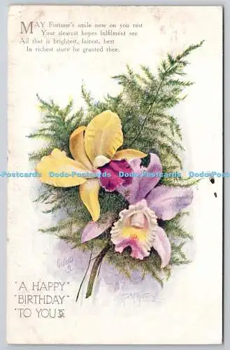 R772228 A Happy Birthday To You Orchids Tuck Oilette No R494 1919