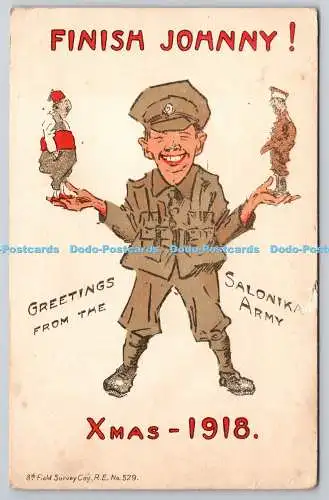 R773469 Finish Johnny Xmas 1918 Greetings From the Saloniki Army 8th Field Surve