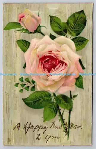 R772255 A Happy New Year to You Pink Rose The Time of Roses Tuck Rapholette Glos