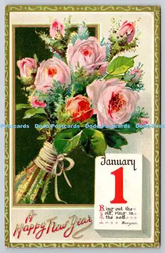 R772270 A Happy New Year Roses Tuck Happy Hours Serie Neujahr Postkarten Nr.