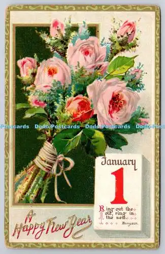 R772276 A Happy New Year Roses Tuck Happy Hours Serie von Neujahr Postkarten Nr.