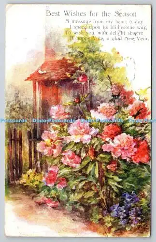 R772341 Beste Wünsche für die Saison Blumen Cottage Gardens Tuck Oilette Nr 7470