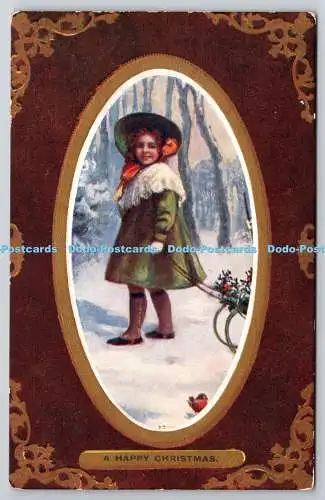 R772342 A Happy Christmas Girl Tuck Framed Gem Oilette C1737 PM Fredericton 1911