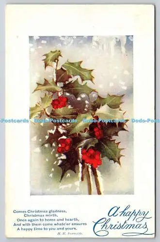 R772369 A Happy Christmas Red Berries Christmas Snows and Holly Sprigs Tuck Oile