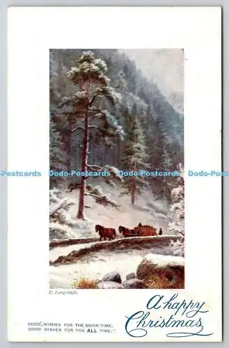 R772370 A Happy Christmas Forest Horse Tuck Oilette No C 998 E Longstaffe