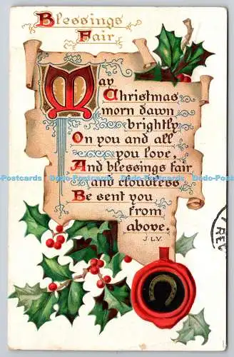 R772380 Blessings Fair Red Berries Hufeisensteck Yuletide Serie von Postkarten