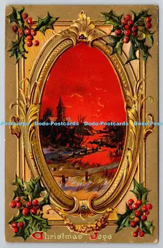 R772383 Christmas Joys Church Tuck Holly Postkarten Serie Nr 100