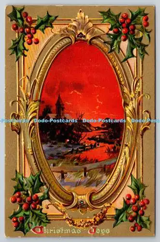 R772384 Christmas Joys Church Tuck Holly Postkarten Serie Nr 100