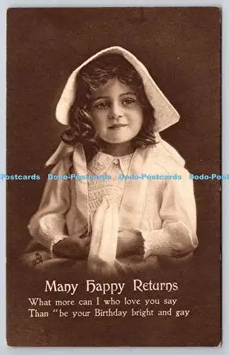 R773540 Many Happy Returns Girl Tuck Photogravure R 1084