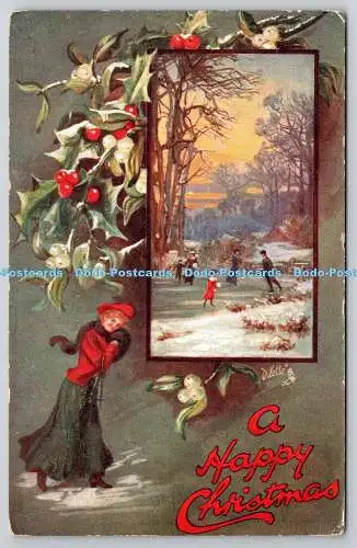 R773541 A Happy Christmas Winter Time Forest Tuck Oilette C 1743