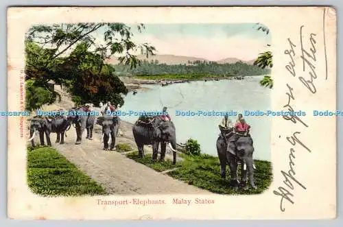 R774909 Malay States Transport Elephants 1908