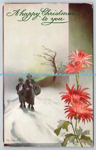 R773814 A Happy Christmas To You Winter Time People Tuck Oilette 8693 M Morris 1