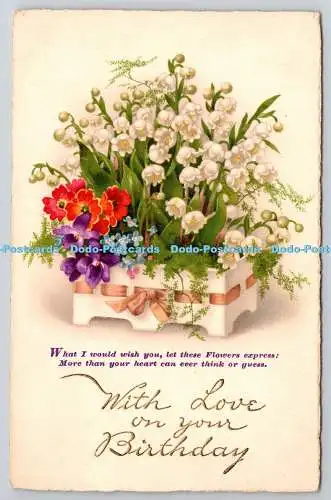 R773835 Mit Liebe zum Geburtstag Blumen Postkarte