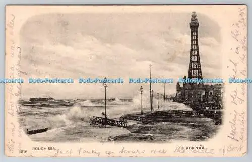 R775504 Blackpool Rough Sea PM South Shore 1903