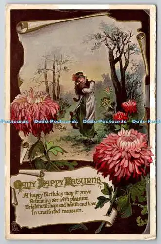 R773848 Viele Happy Returns Flowers Tuck Gem Glosso Serie Nr. R 2442 PM Weymouth