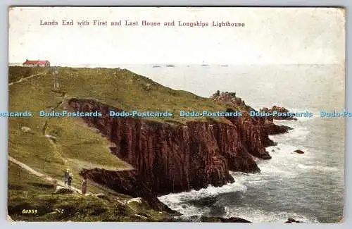 R775538 Lands End mit erstem und letztem Haus und Langschiffen Leuchtturm PM Porthlev