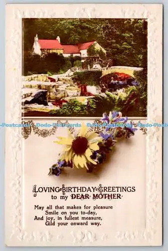 R773934 Liebevolle Geburtstagsgrüße an meine liebe Mutter Blumen Dorf Tuck Serie