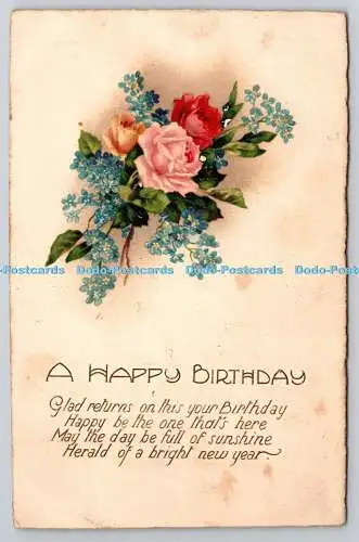 R773936 A Happy Birthday Flowers Tuck Art Series No 603 PM Wandsworth 1926