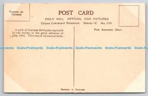 R775597 Captured German Guns Crown Daily Mail Official War Pictures Series 17 No