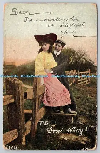 R773959 P S Mach dir keine Sorgen Junge und Mädchen im Dorf PM St Ives 1908