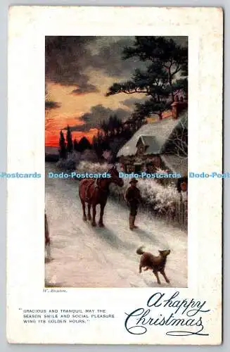 R773974 A Happy Christmas Horse Dog Village Tuck Oilette No C 1163 W Buxton PM F